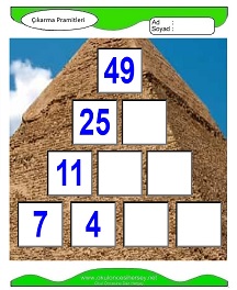 Çıkarma Pramidi Çalışma Sayfaları